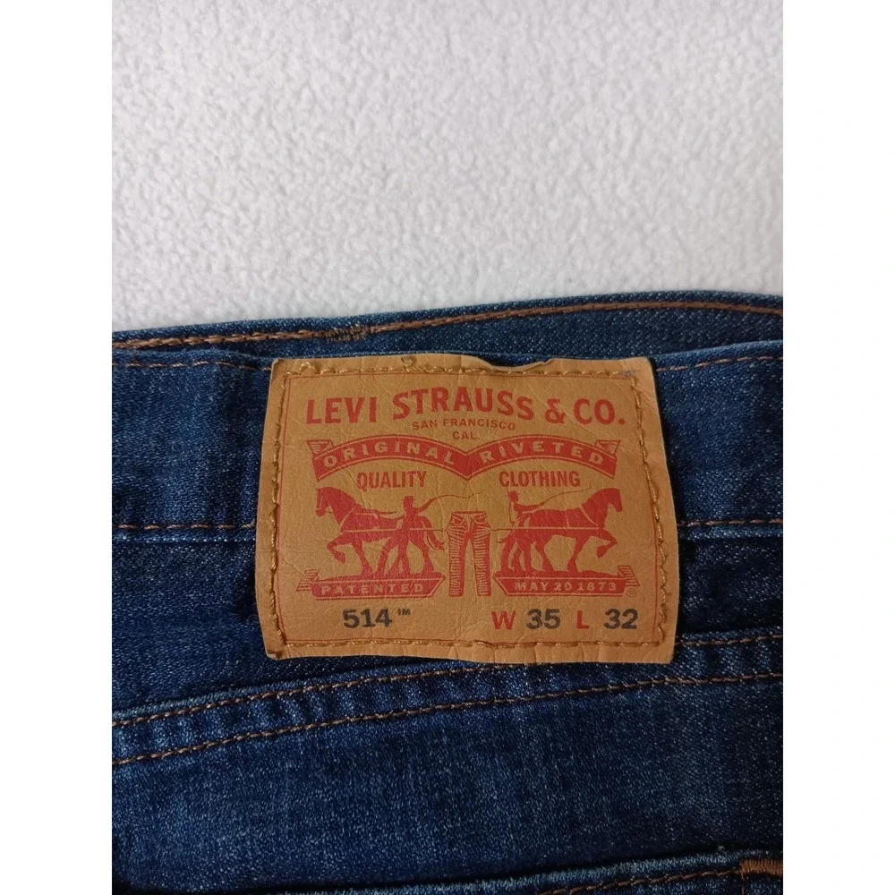 Levi's 514 Jeans Mens W35 L32 Blue Medium Wash Straight Denim Cotton Classic
